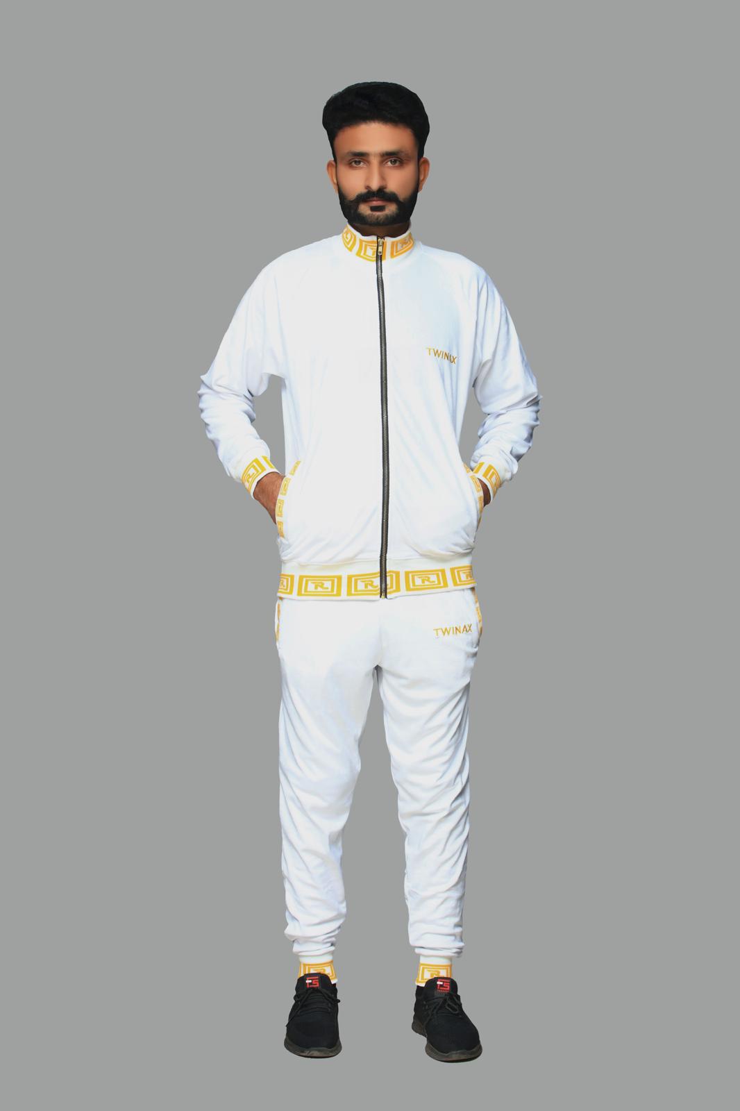 Classic Oblee Tracksuit White - A clean and modern white tracksuit designed for both casual and active wear.