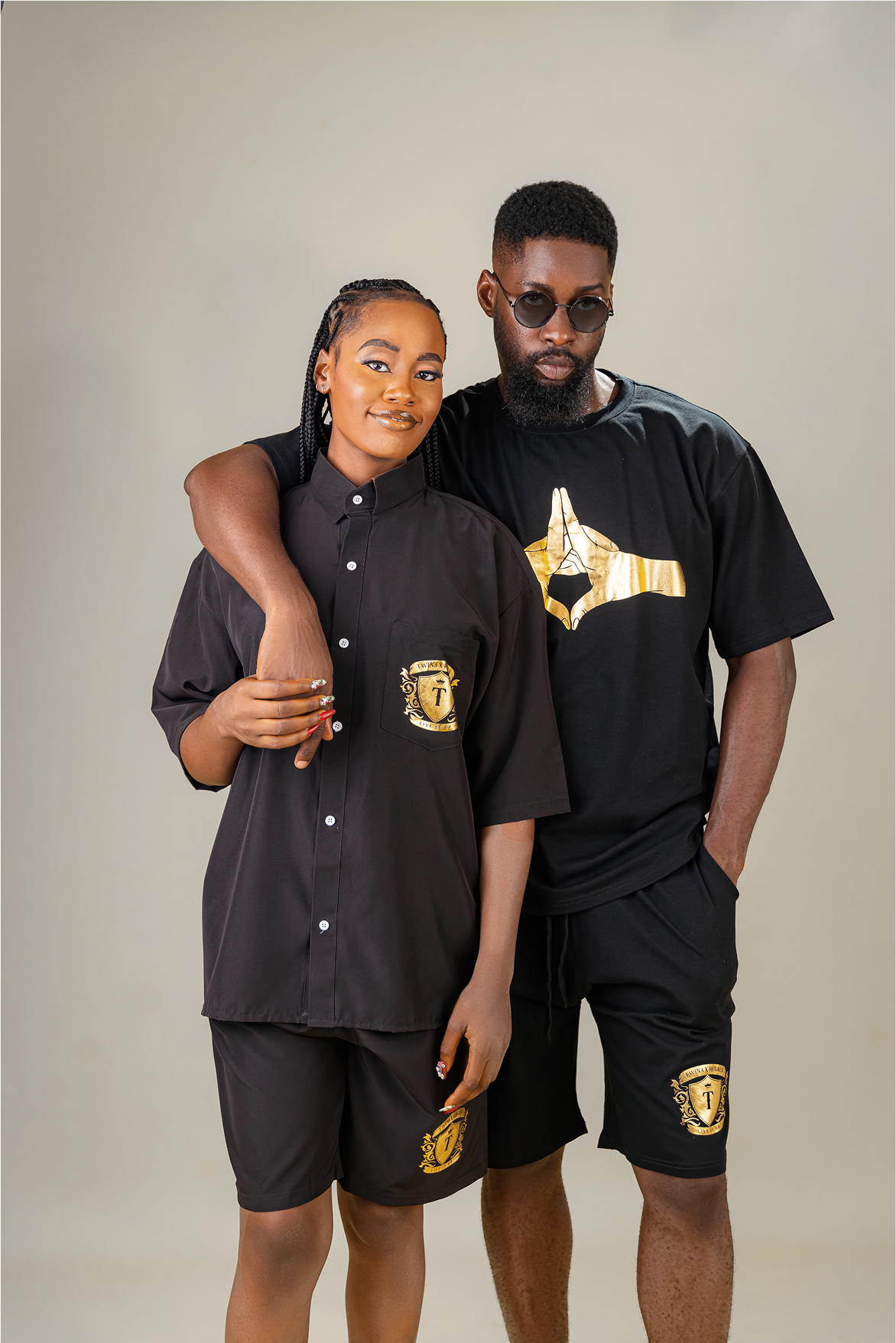 Black and Gold Crest Co-Ord Set