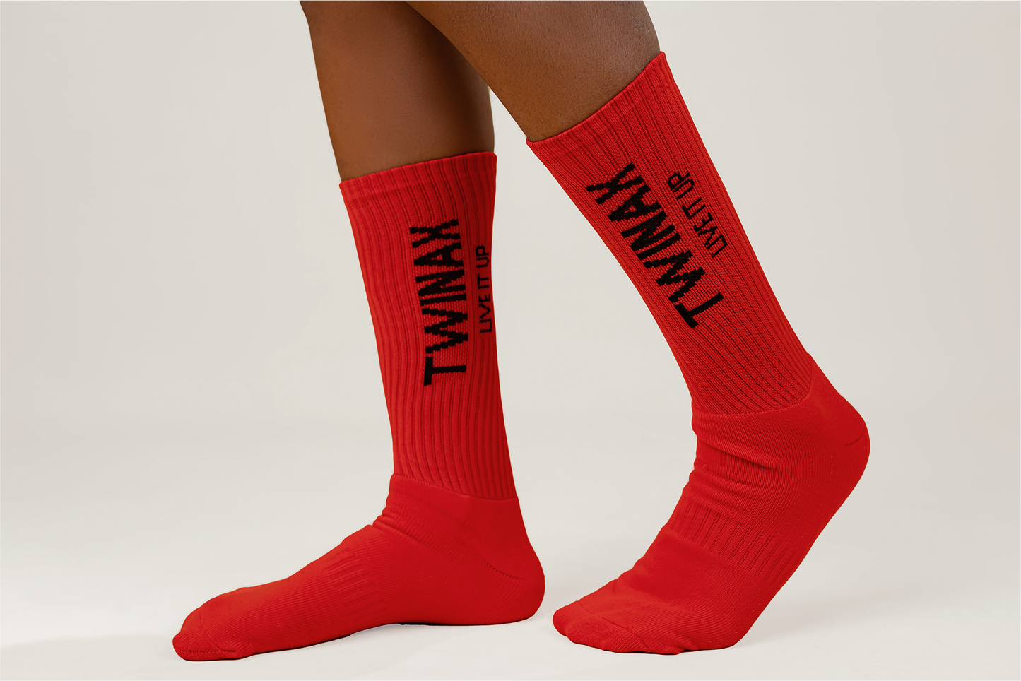 Twinax Women's Athletic Crew Socks – Red & Black