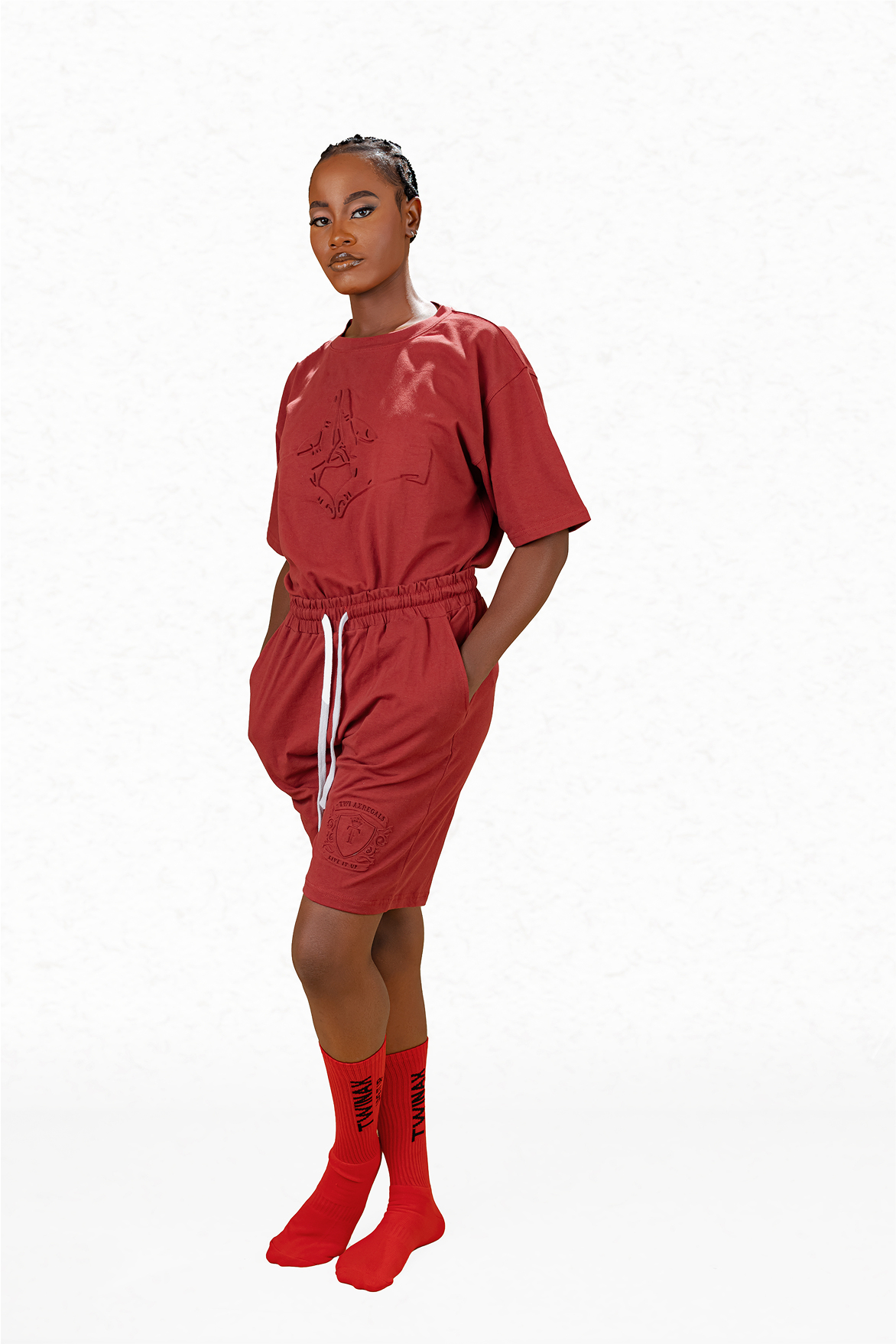 Twinax Women's Athletic Crew Socks – Red & Black