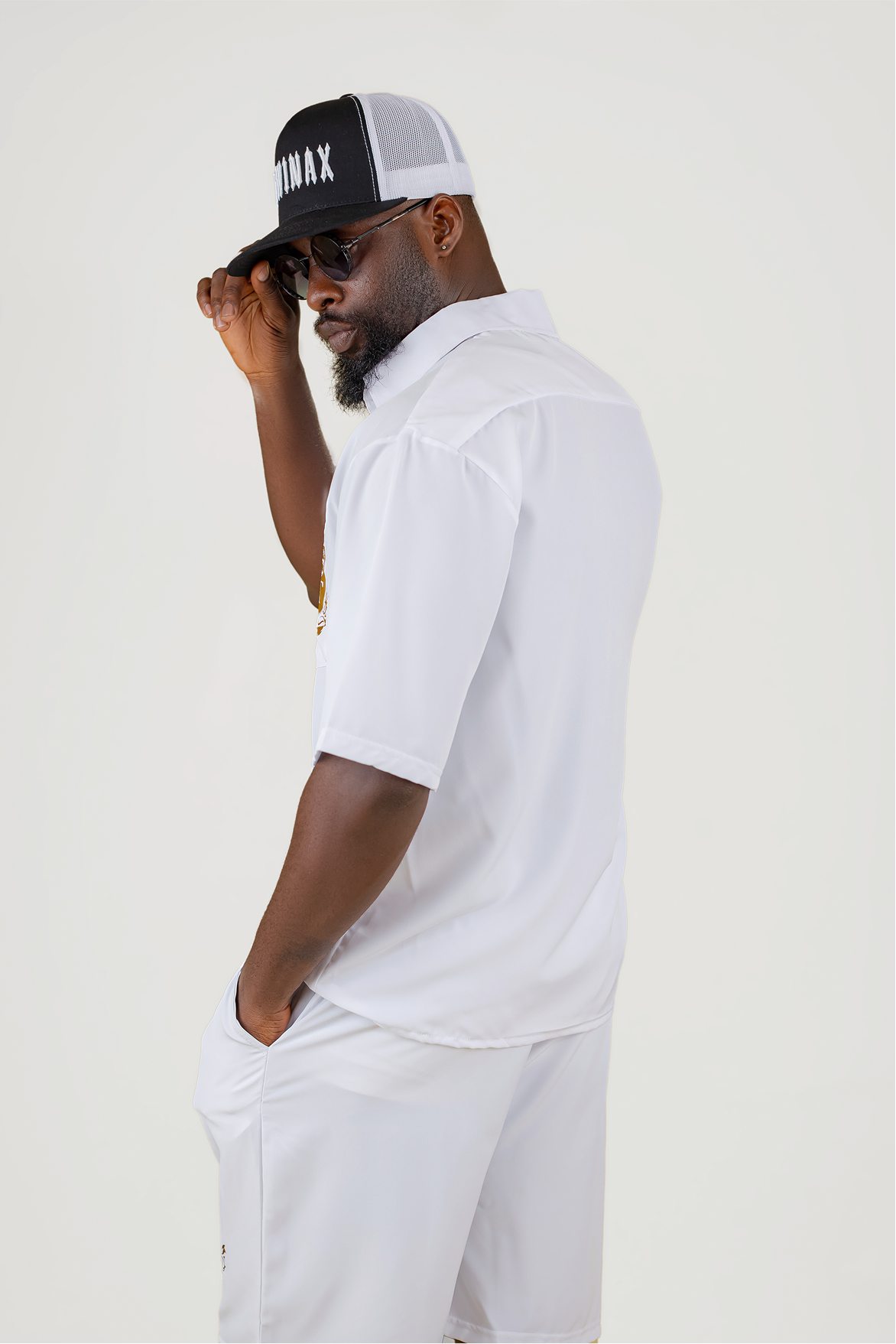 Twinax Men's Crest Logo Co-Ord Set – White & Gold