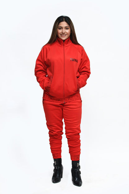 Classic Oblee Tracksuit Red - A bold and energetic red tracksuit perfect for streetwear enthusiasts.