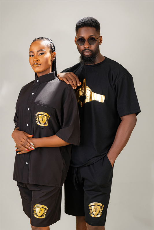 Black and Gold Crest Co-Ord Set